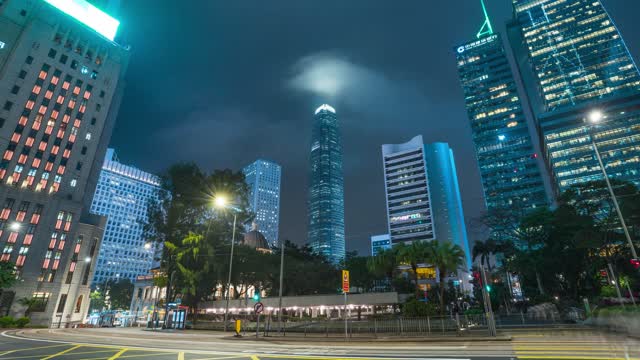 香港CBD夜景_香港国际金融中心延时
