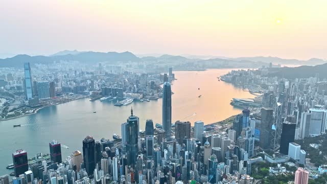 俯瞰香港密集城市建筑航拍视频4K30P
