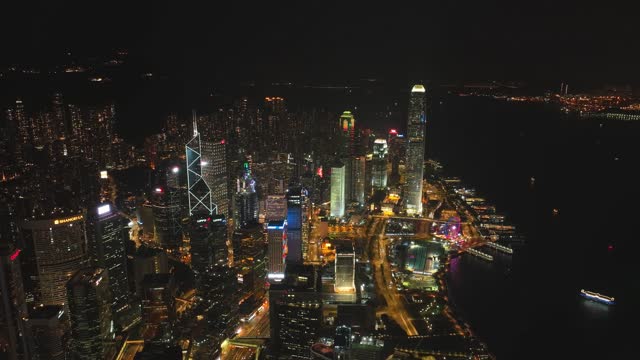 环绕香港CBD夜景航拍视频4K30P

