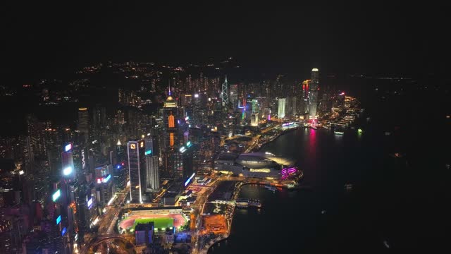 香港CBD建筑夜景航拍视频4K30P
