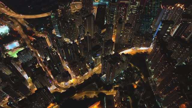 香港密集建筑夜景航拍视频4K30P
