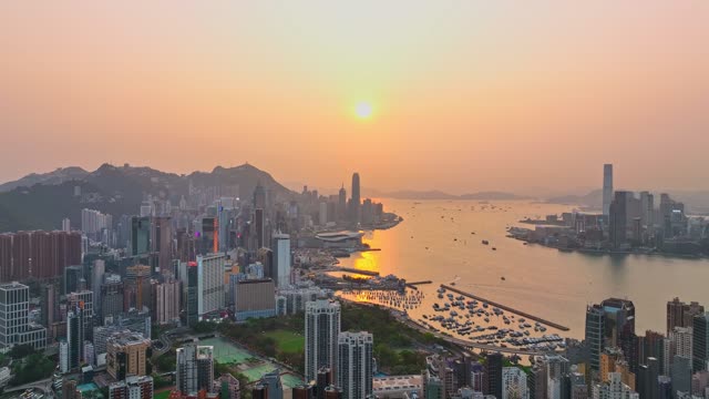 向上抬升拍摄香港全景日景航拍4K60P
