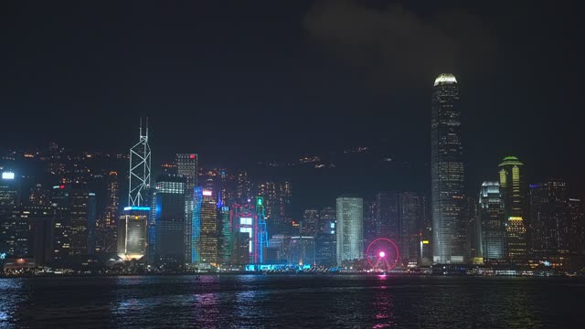 香港CBD建筑群夜景视频4K
