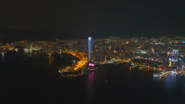 环绕香港天际100夜景航拍视频4K30P
