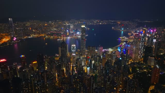 上升香港CBD城市大景夜景航拍4K30P
