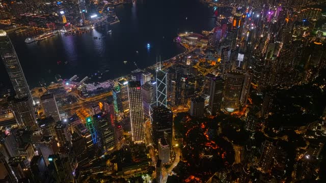 香港中银大厦夜景航拍视频4K30P
