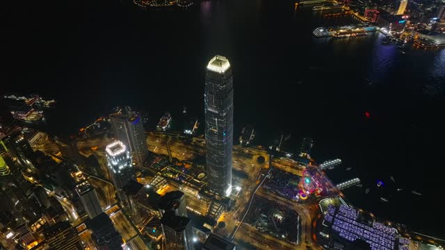 香港国际金融中心第二期夜景航拍4K30P

