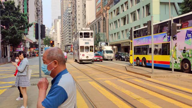 香港叮叮车经过日景视频8K
